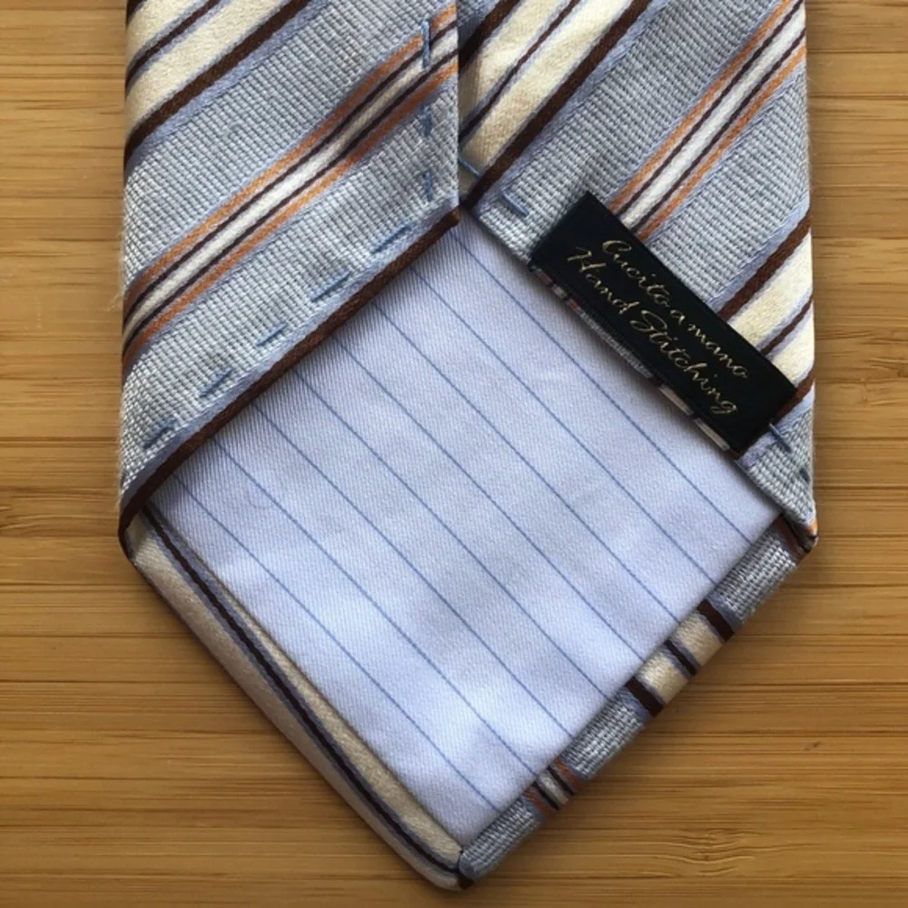 Corneliani Silk Tie In Light Blue & Cream